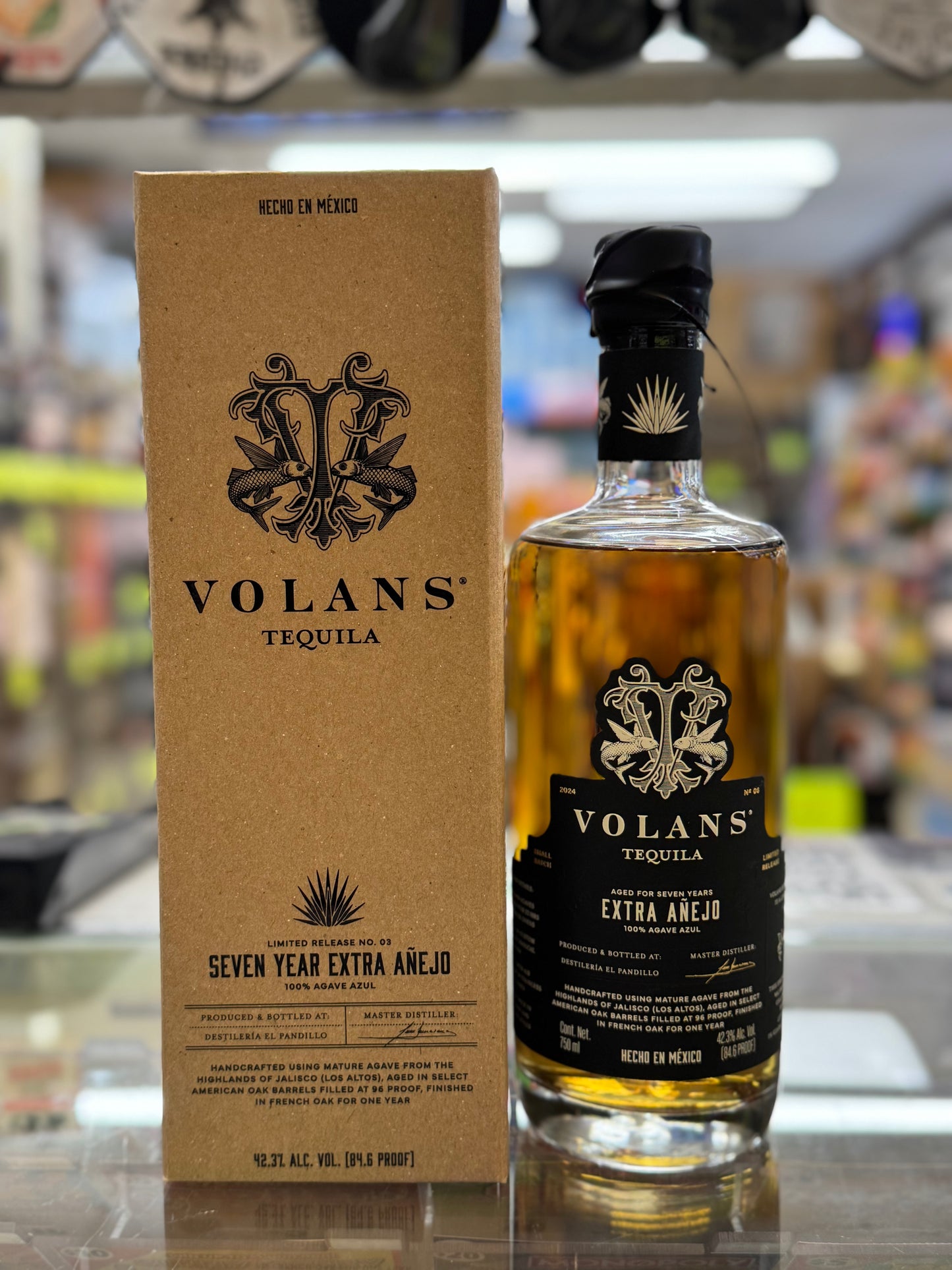 Volans Extra Anejo Tequila finished in French Oak 96 Proof