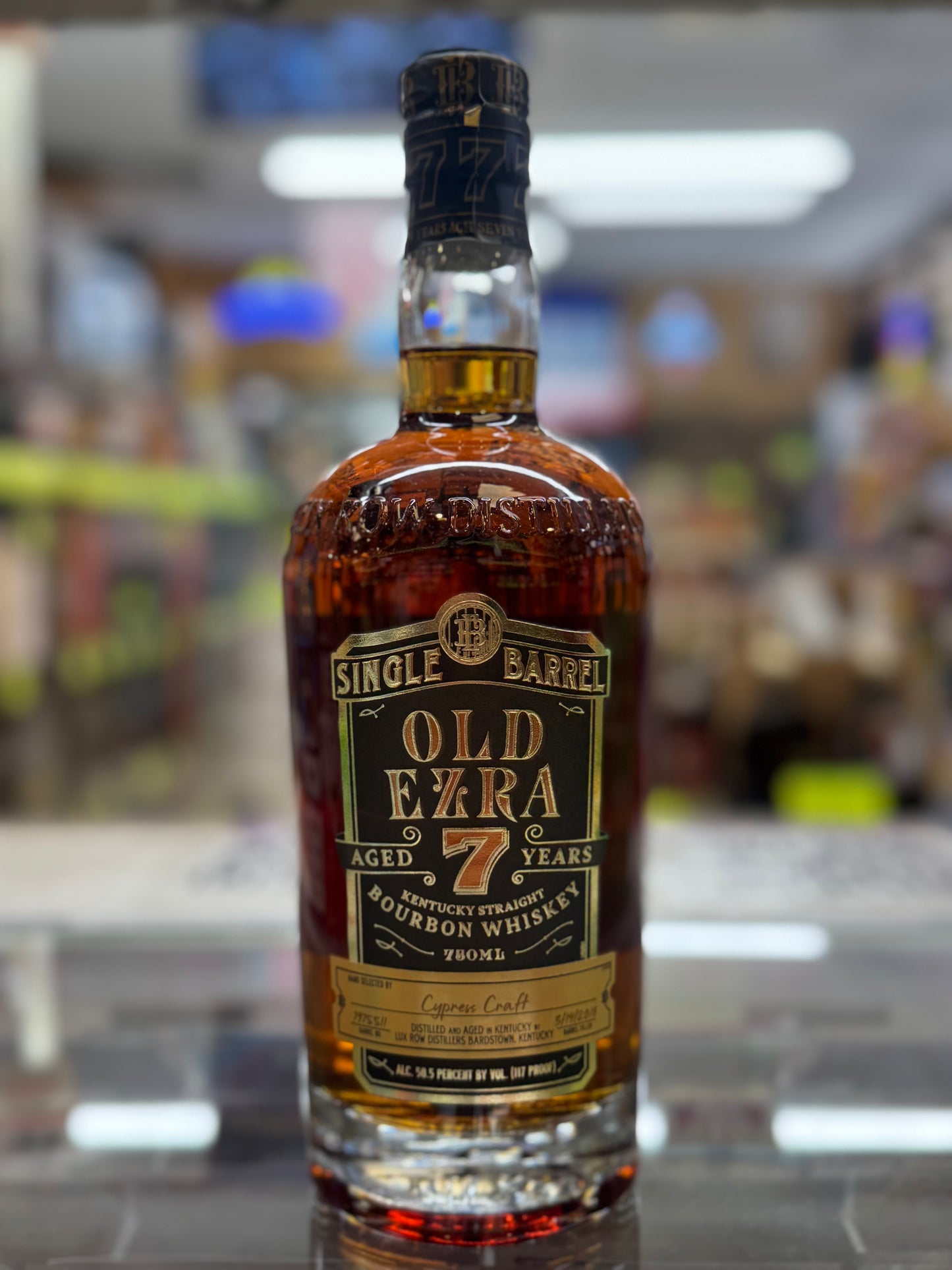 Old Ezra 7 Year Single Barrel Bourbon “Cypress Craft”