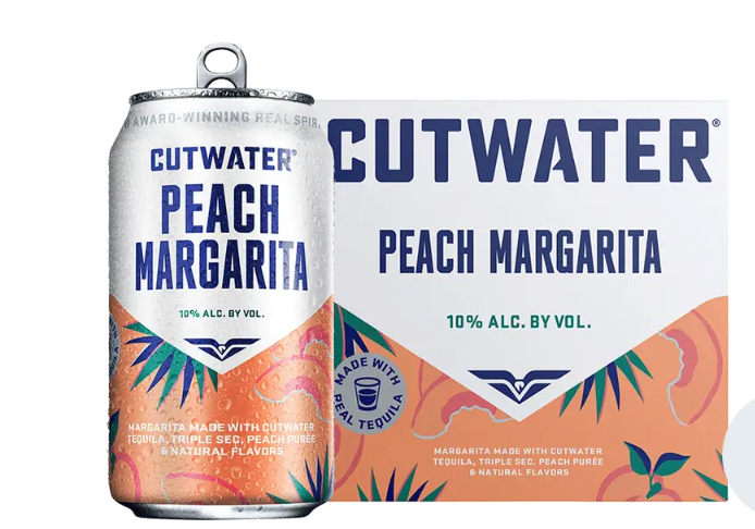 Cut Water Peach Margarita 4 cans 12 FL OZ 355 ML