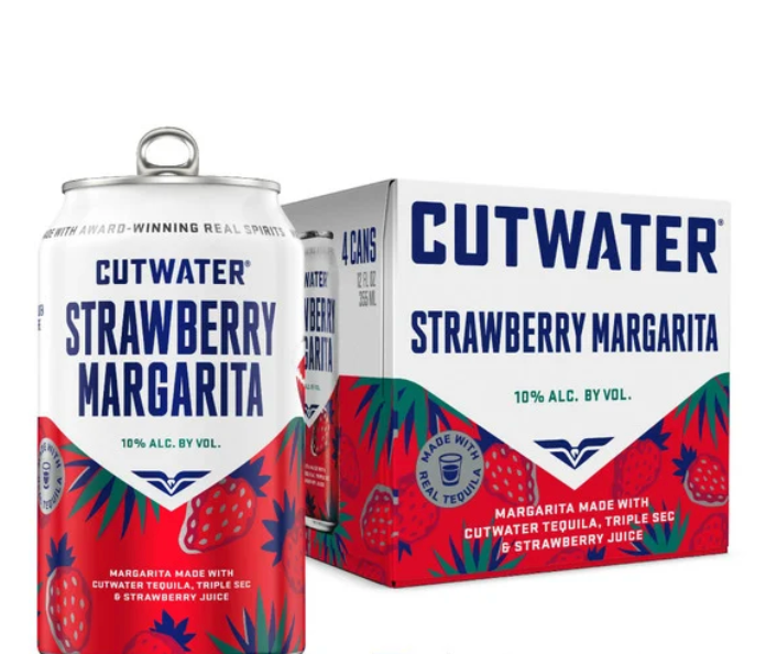 Cut Water Strawberry Margarita 4 Cans 12 FL OZ 355 ml