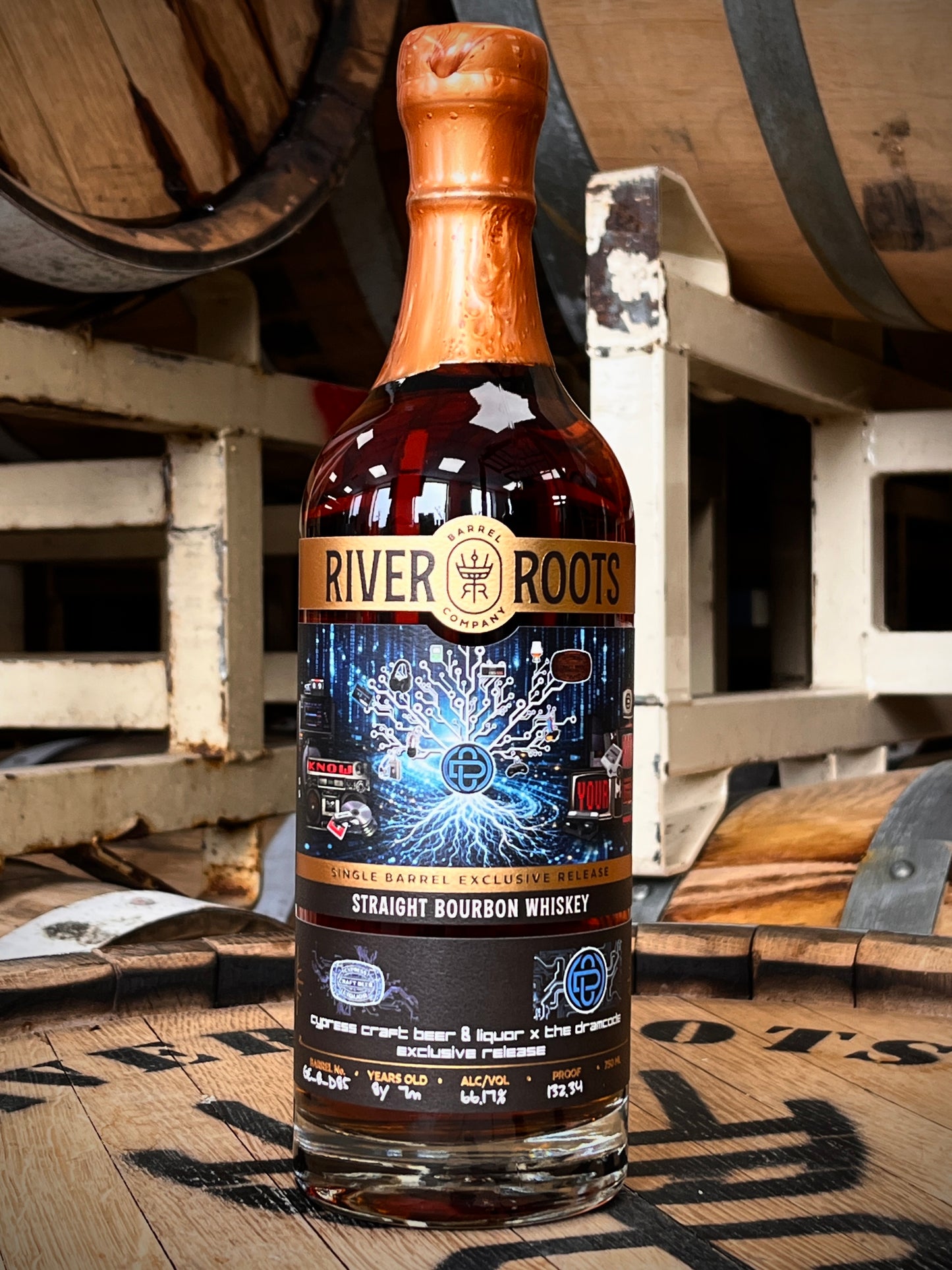 River Roots Single Barrel Bourbon Whiskey 132.34 Proof (Cypress Craft x Dram Code)