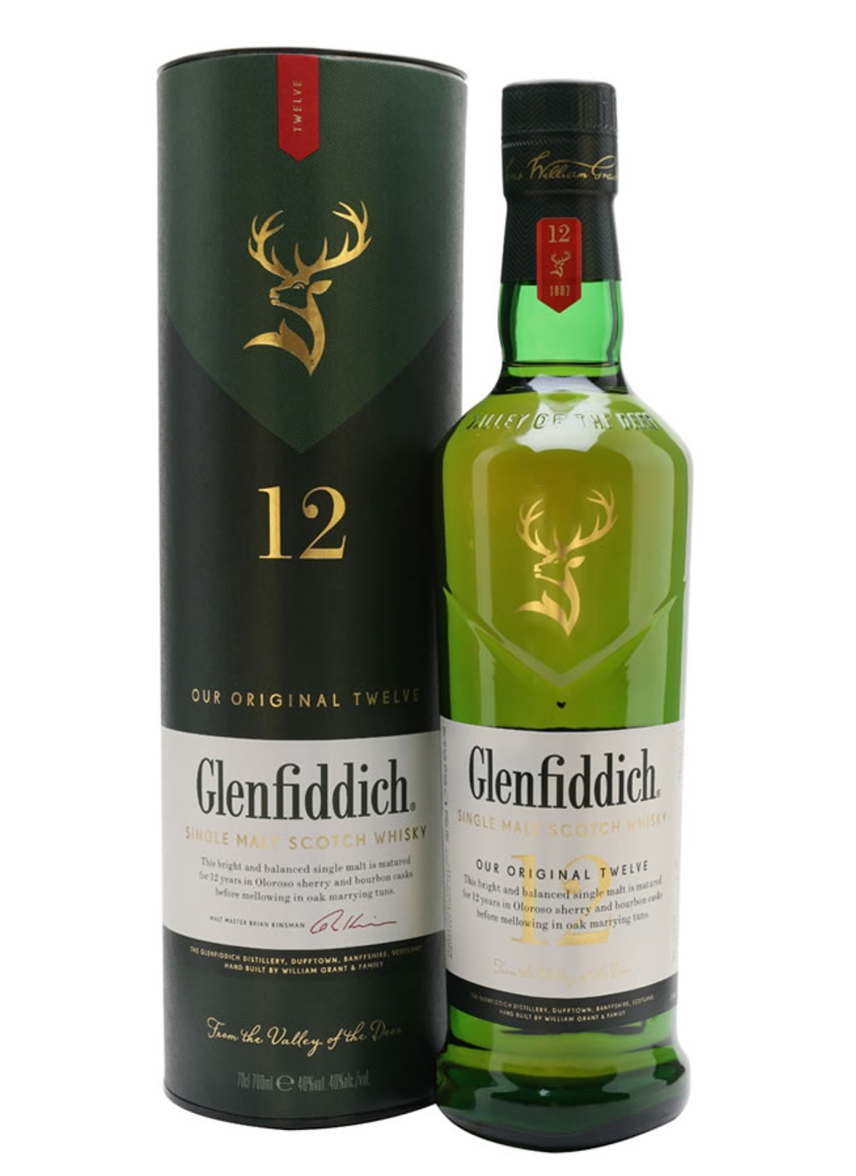 Glenfiddich 12 Years Original Twelve Single Malt Scotch Whiskey
