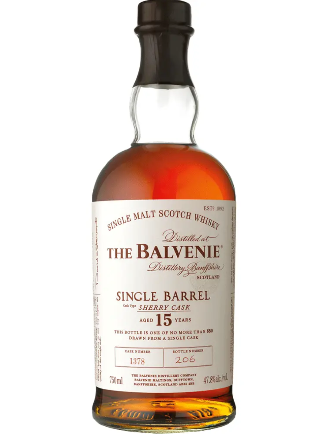 The Balvenie 15 Year Old Single Barrel Sherry Cask Single Malt Scotch Whiskey